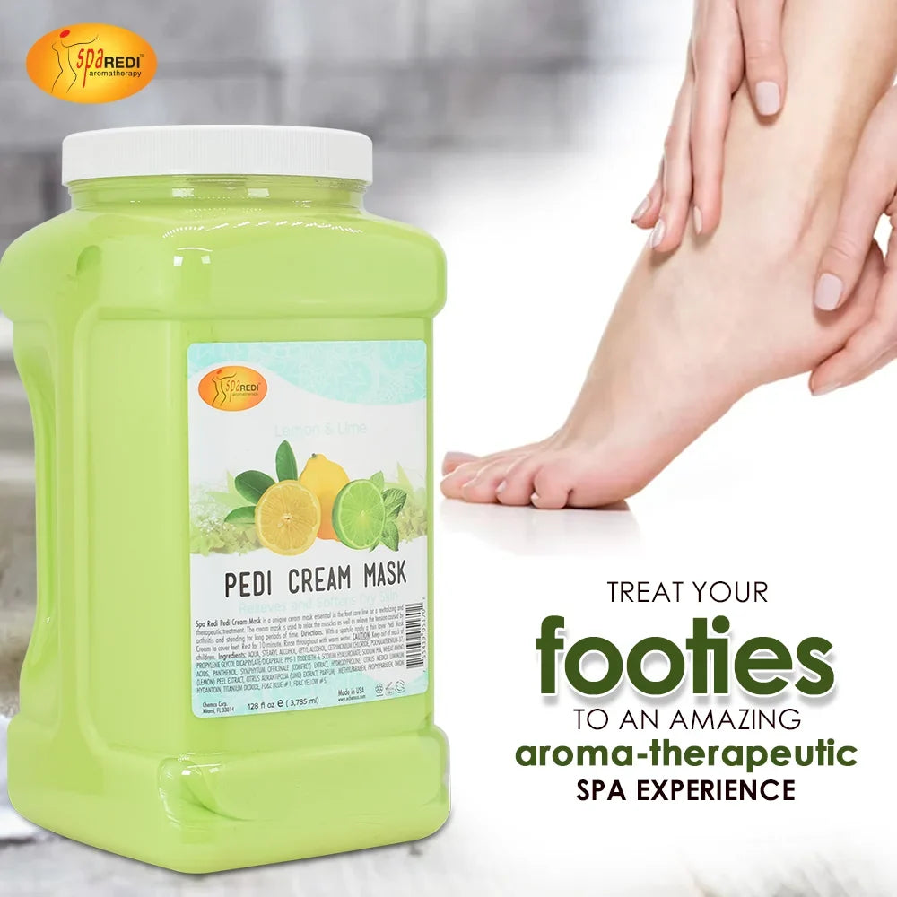 SPA REDI - Body and Foot Cream Mask, Lemon, 128 Oz - Pedicure Massage for Tired Feet and Body, Hydrating, Fresh Skin - Infpre-owned with Hyaluronic Acid, Amino Acids, Panthenol, Comfrey Extract