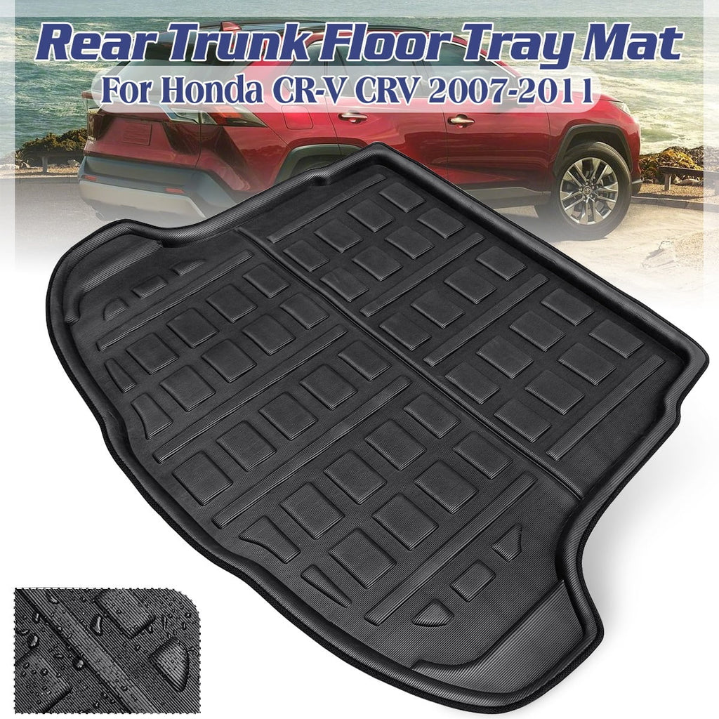 1pcs Cargo Liner Mat for Honda CR-V CRV 2007-2011 Boot Rear Trunk Floor Tray Waterproof All Weather, Black