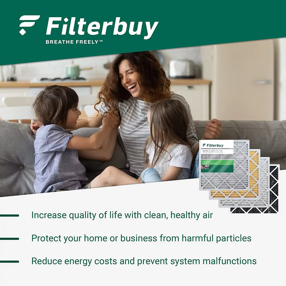 Filterbuy 24x24x4 MERV 13 Pleated HVAC AC Furnace Air Filters (1-Pack)