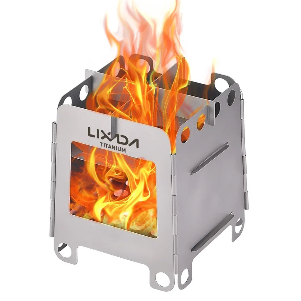 Lixada Lightweight Folding Wood Burning Stove Portable Camping Stove for Backpacking Cooking Picnic