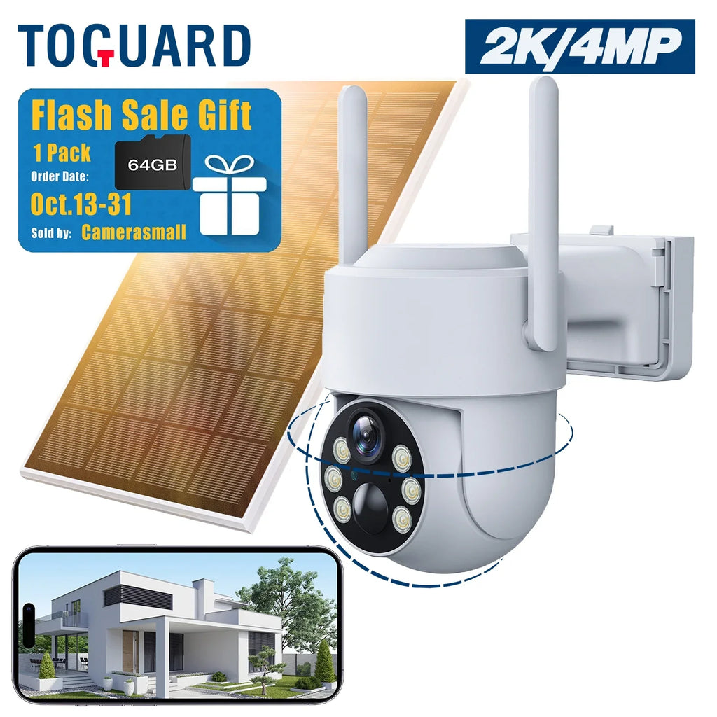 Toguard SC21 2K/4MP Solar Wireless WiFi Security Camera Outdoor PTZ Dome Camera
