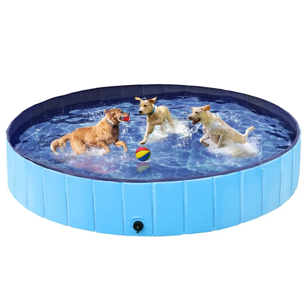 Topeakmart Foldable Dogs Swimming Pool for Indoor and Outdoor, XXXXL, Blue