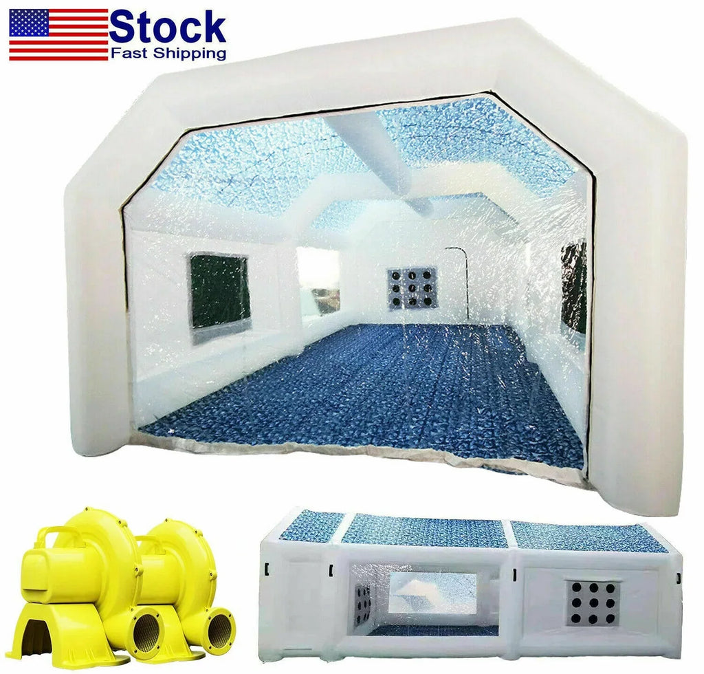 WGIA InfLatitudeable Paint Booth 28x15x10Ft w/Blowers Car Painting Tent for Car Garage With 2 Blowers