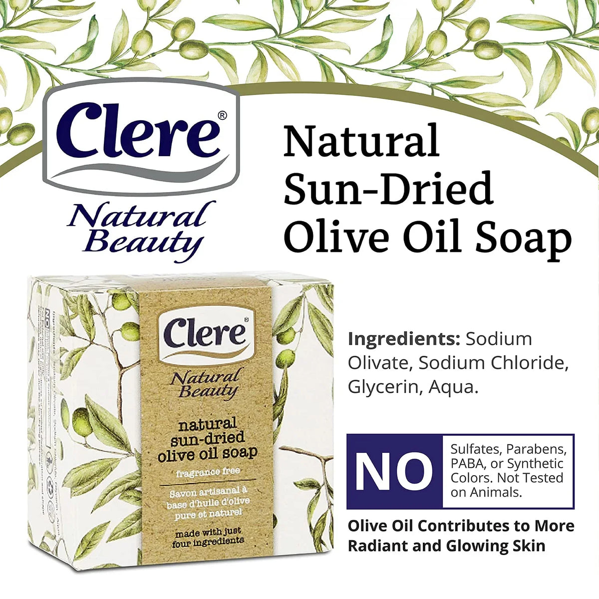 Natural Olive Oil Soap Bar – Handmade With 100% Natural Ingredients Gentle & Fragrance-Free, 200 Grams - Pack Of 3