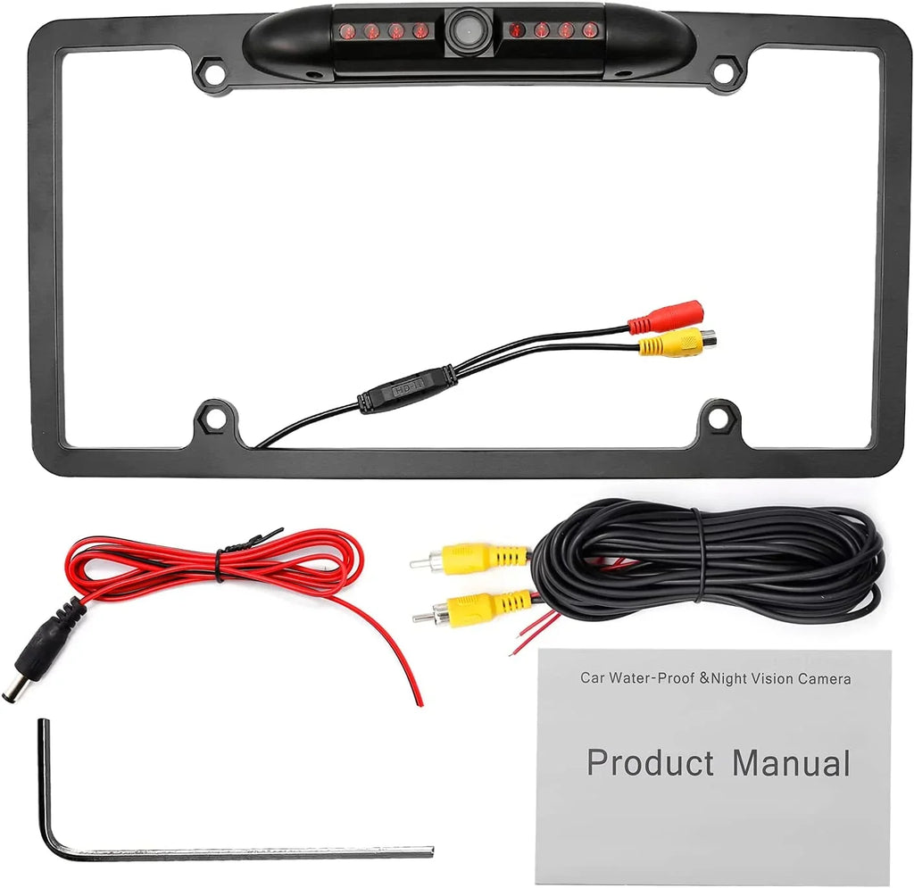 License PLatitudee Backup Camera, Night Vision Rear View Camera with 8 s 170° Viewing Angle, Waterproof Backup Rear