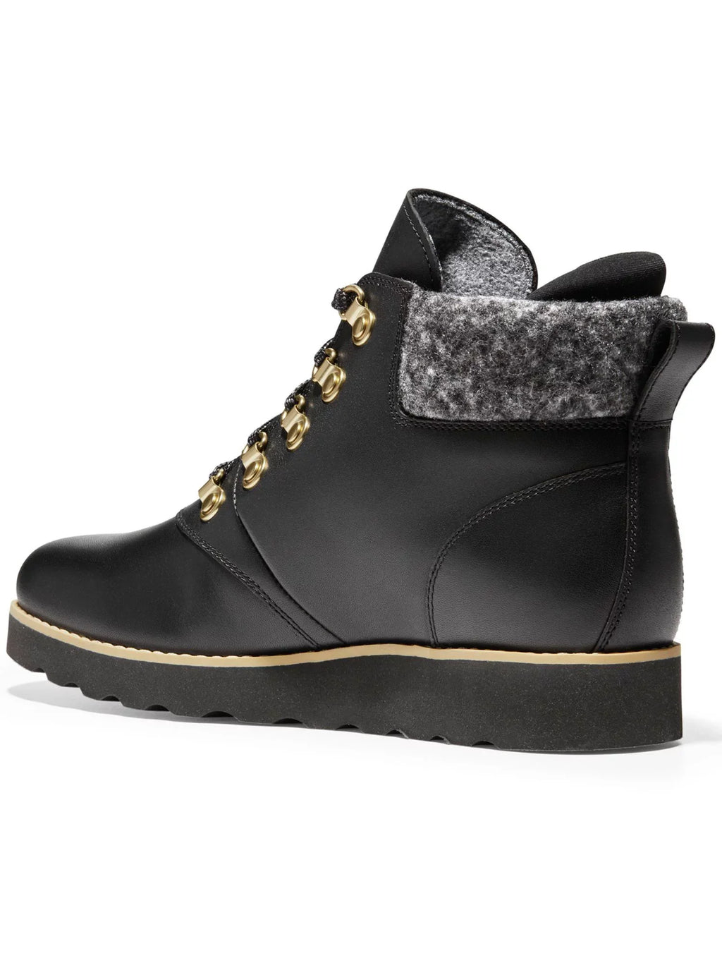 COLE HAAN Womens Black 1/2" PLatitudeform Cushioned Traction Waterproof Breathable Slip Resistant Nantucket Round Toe Wedge Lace-Up Hiking Boots 7 B