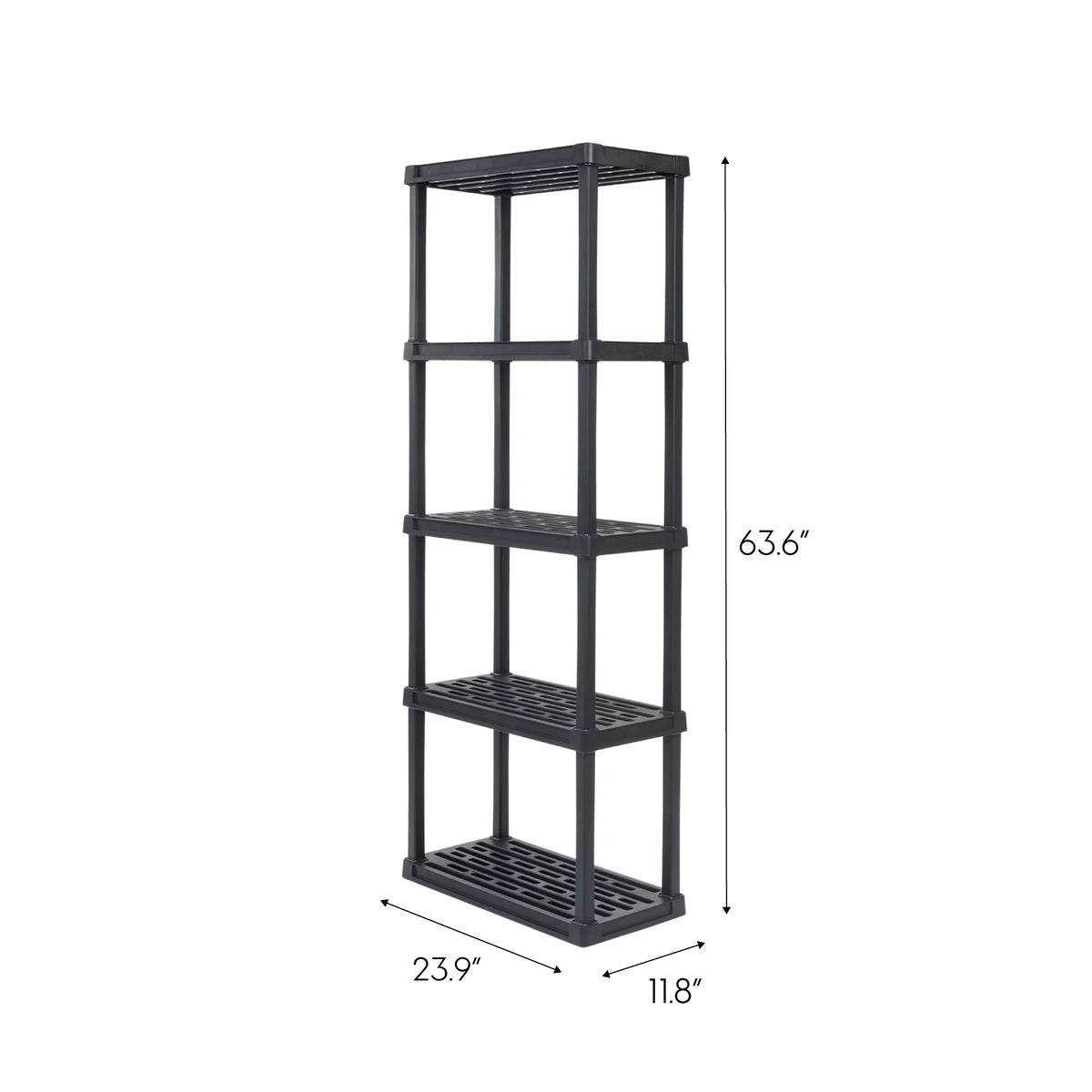 IRIS USA 5 -Tier Plastic Rack Storage Shelf with 200 lb. Total Capacity, Black
