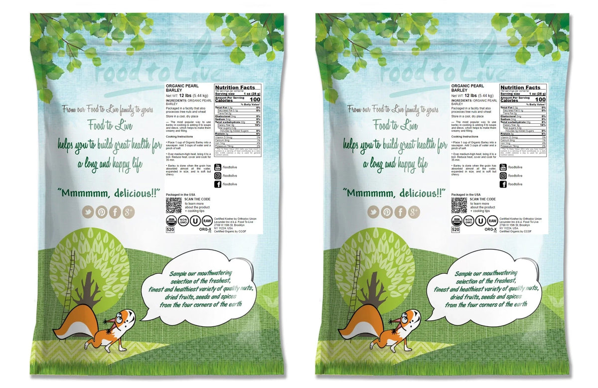 Organic Pearl Barley, 24 Pounds — Non-GMO, Kosher, Raw, Vegan — by Food to Live