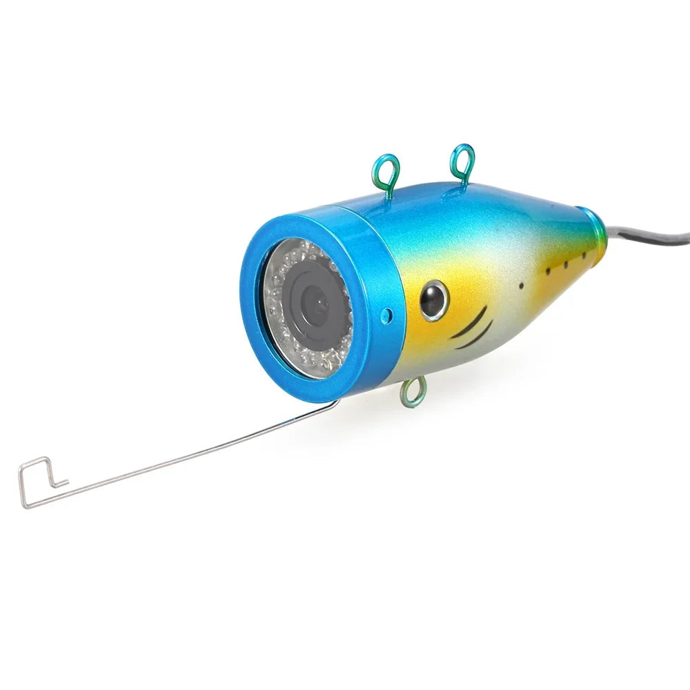 1200TVL Underwater Fishing Camera 24 LEDs Night Vision Waterproof Fish Shape Boat Ice Fishing Camera Accessories with 15m/30m/50m Cable