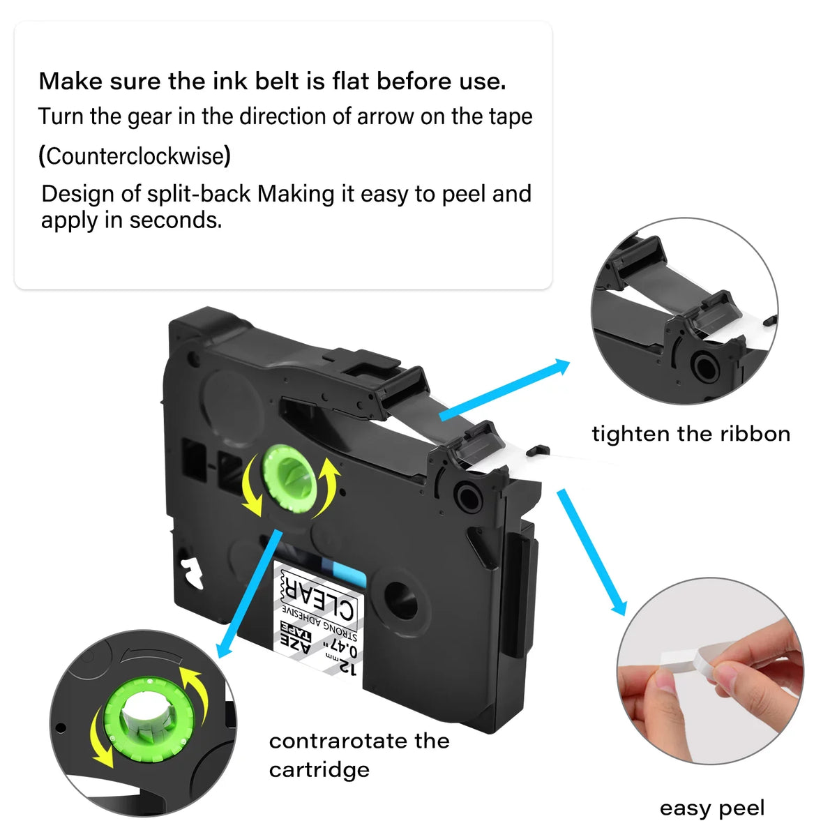 GREENCYCLE 20PK Compatible for Brother P-interactive Black on Clear 12mm TZ TZe TZe-S131 TZ-S131 TZ-131 TZe-131 Extra Strength Laminated Label Tape