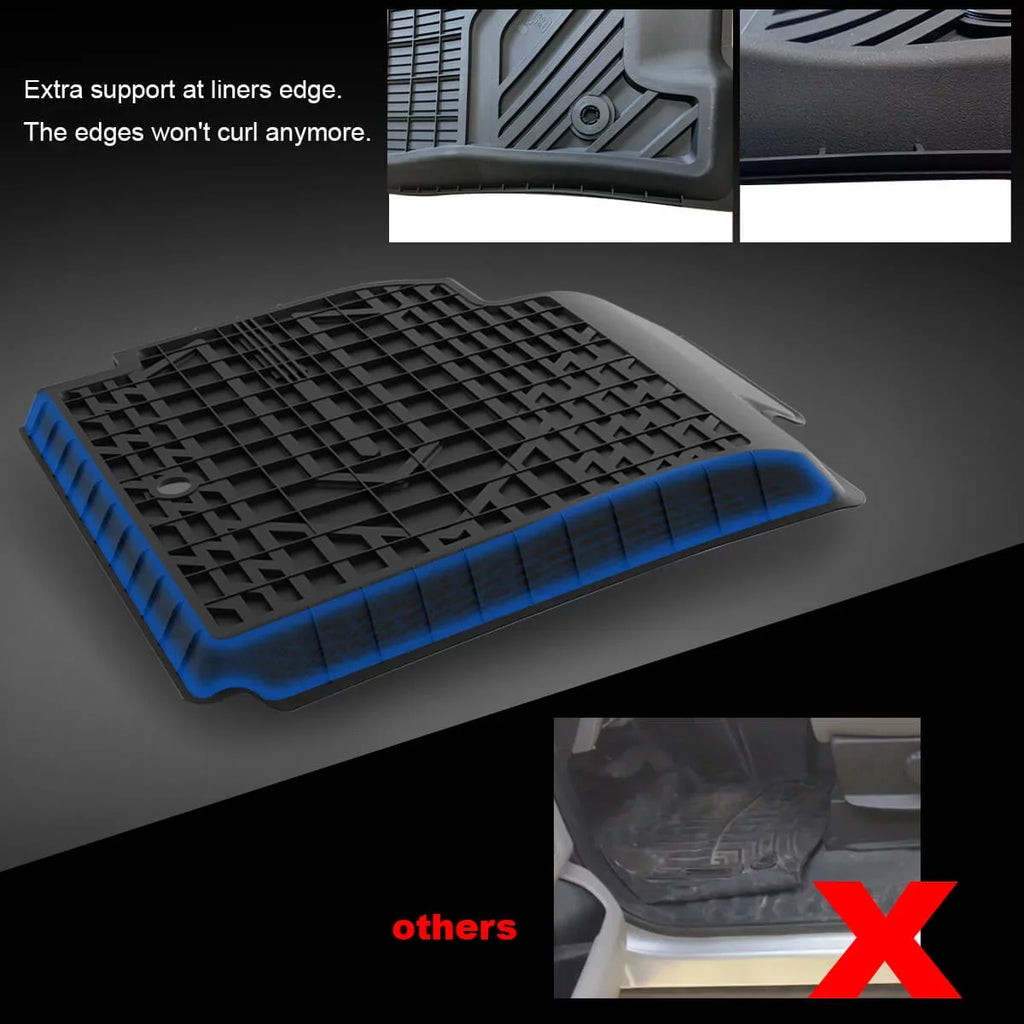 LASFIT Floor Mats for 2015-2021 Jeep Cherokee(Don't Fit Grand CHEROKEE), All Weather Fit TPE Floor Liners Set, 1st and 2nd Row, Black