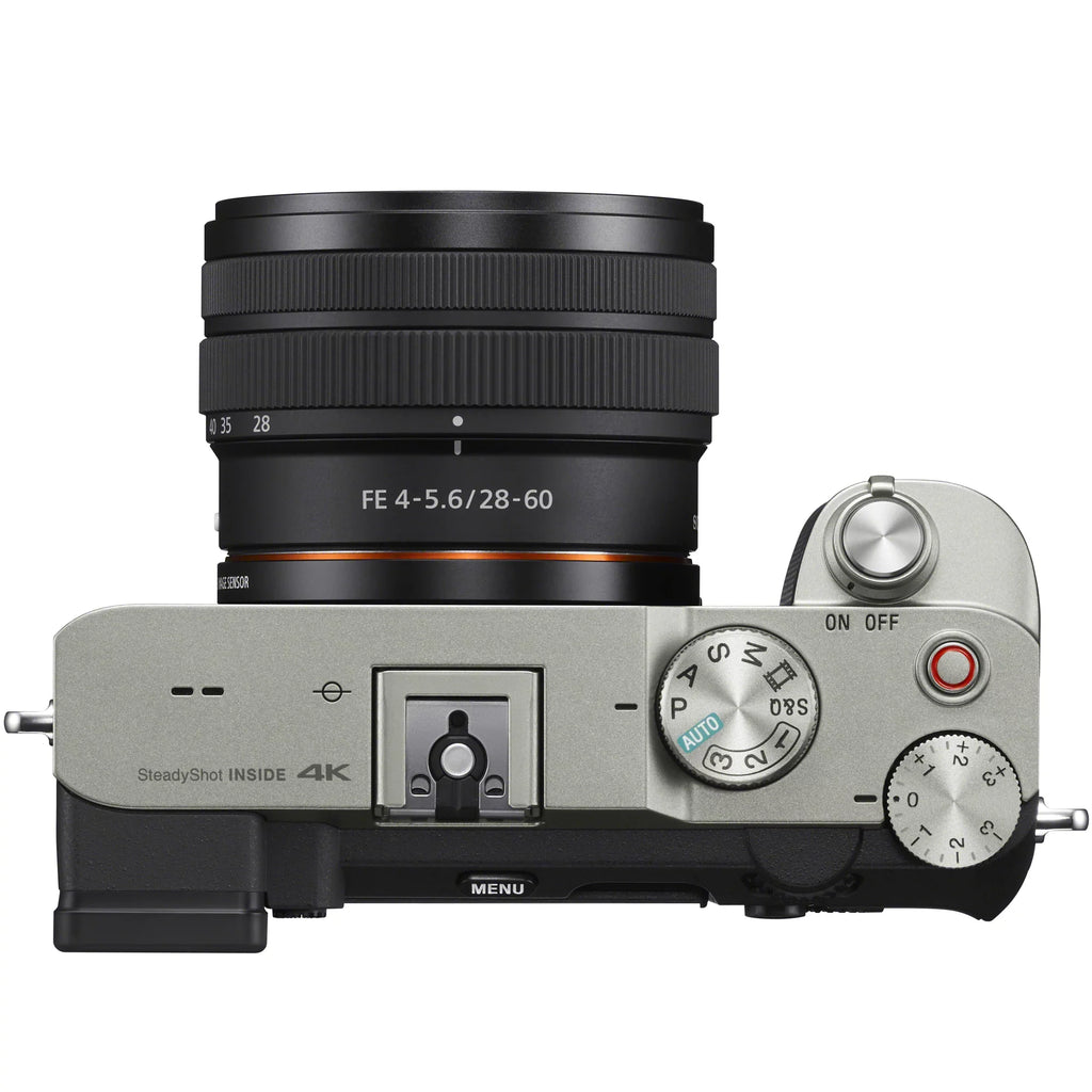 Sony a7C Mirrorless Full Frame Camera Body with 28-60mm F4-5.6 Lens Silver ILCE7CL/S Bundle + Vlogger Kit ACCVC1: GP-VPT2BT Shooting Grip w. Wireless Remote + 2x Battery + Deco Gear Bag & Accessories