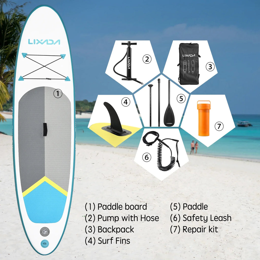 Lixada Surfboard Set, InfLatitudeable Paddle Board for Water with Travel Backpack