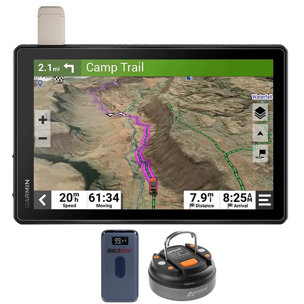 Garmin 010-02509-00 Tread XL Overland Edition 10" All-Terrain GPS Navigator Bundle with Deco Gear Power Bank 8000 mAh Digital Display + Wagan LED Brite-Nite Dome Lantern Flashlight