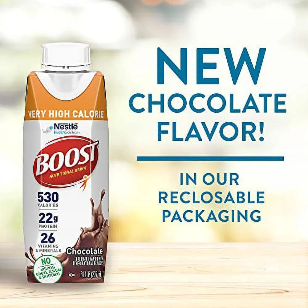 Boost Very High Calorie Nutritional Drink, ChocoLatitudee, 8 Fl Oz (Pack of 24)