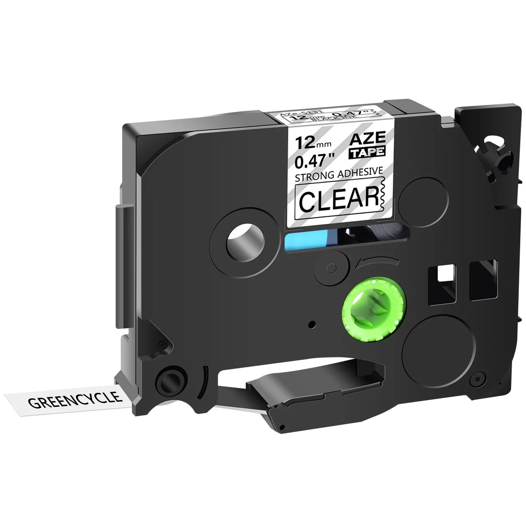 GREENCYCLE 20PK Compatible for Brother P-interactive Black on Clear 12mm TZ TZe TZe-S131 TZ-S131 TZ-131 TZe-131 Extra Strength Laminated Label Tape