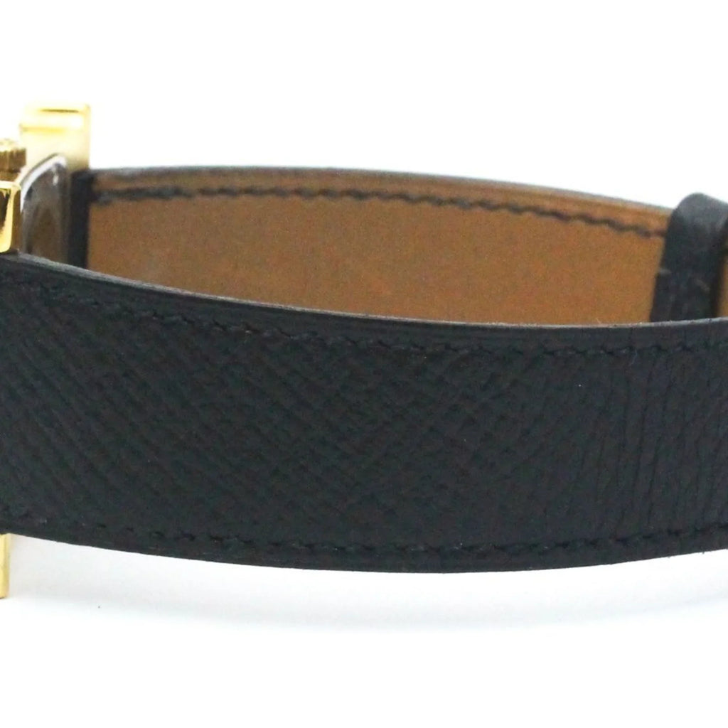 Pre-Owned HERMES H Watch Gold PLatitudeed Leather Quartz Mens Watch HH1.501 BF569965 (Good)