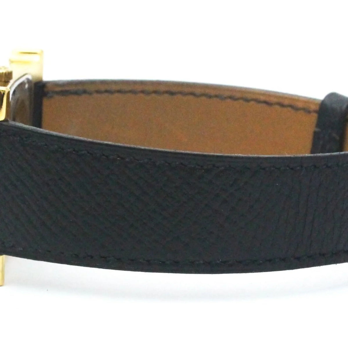Pre-Owned HERMES H Watch Gold PLatitudeed Leather Quartz Mens Watch HH1.501 BF569965 (Good)