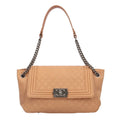 Pre-Owned Chanel Boy Shoulder Bag Leather Beige Ladies CHANEL Chain BRB10010000013292 (Good)