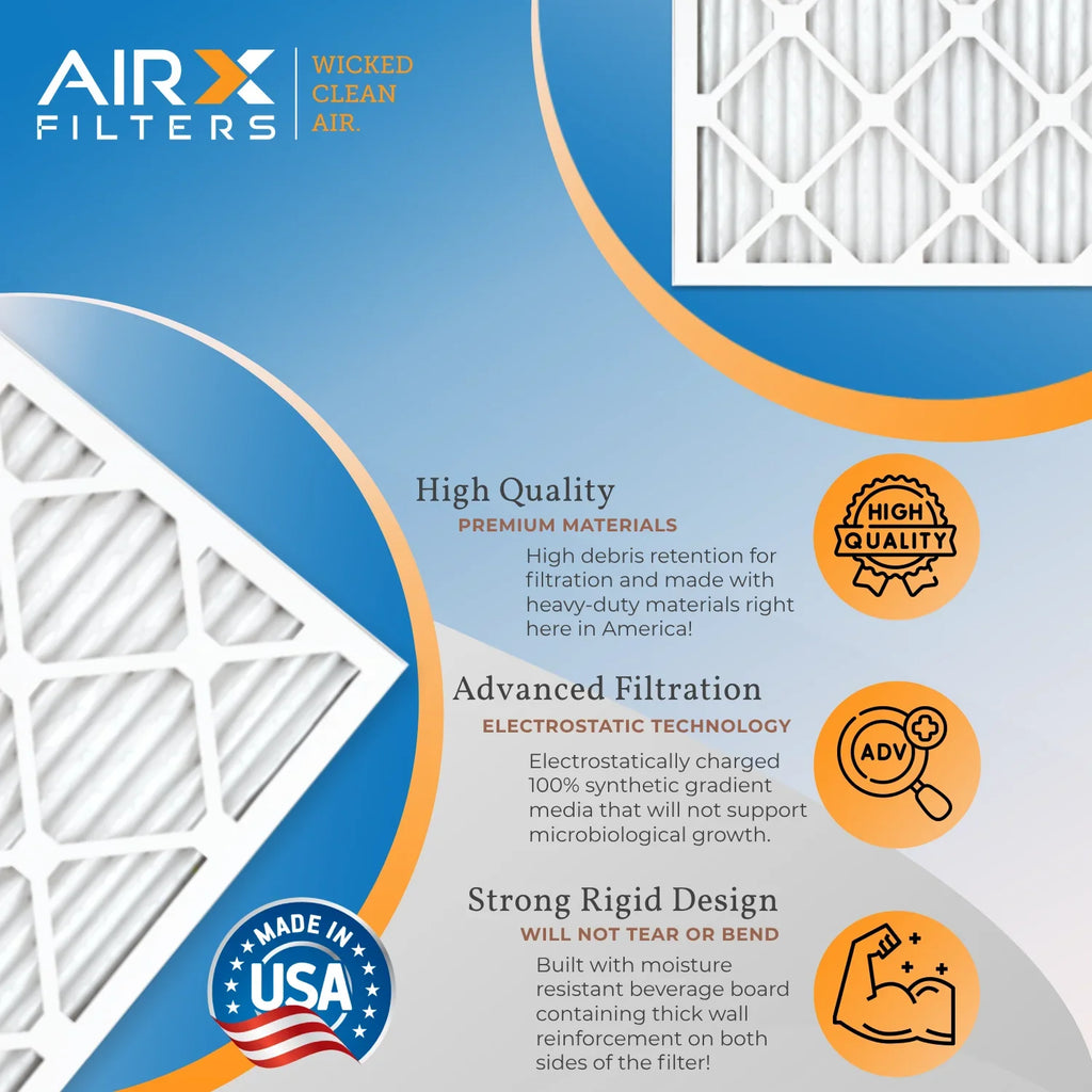 12x24x1 Air Filter MERV 8 Comparable to MPR 700 & FPR 5 Electrostatic Pleated Air Conditioner Filter 4 Pack HVAC AC Premium USA Made 12x24x1 Furnace Filters by AIRX FILTERS WICKED CLEAN AIR.