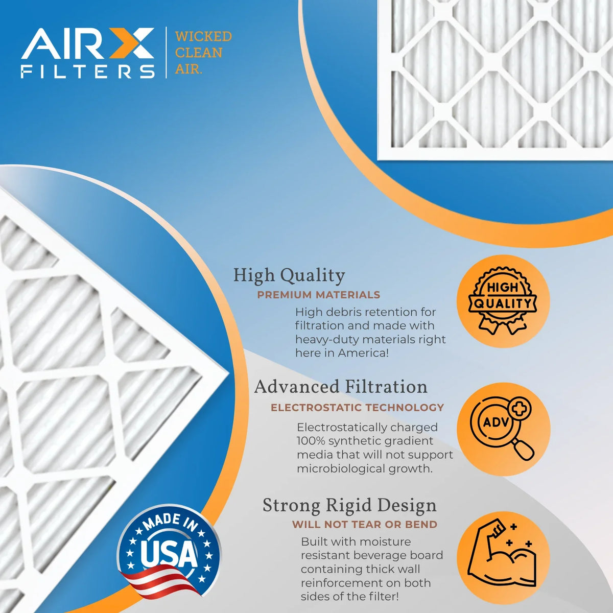 12x24x1 Air Filter MERV 8 Comparable to MPR 700 & FPR 5 Electrostatic Pleated Air Conditioner Filter 4 Pack HVAC AC Premium USA Made 12x24x1 Furnace Filters by AIRX FILTERS WICKED CLEAN AIR.