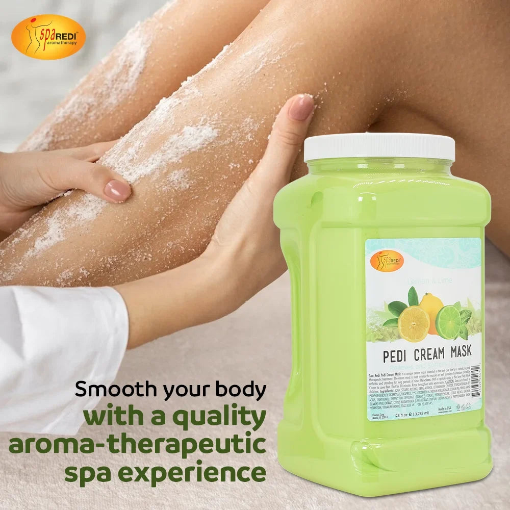 SPA REDI - Body and Foot Cream Mask, Lemon, 128 Oz - Pedicure Massage for Tired Feet and Body, Hydrating, Fresh Skin - Infpre-owned with Hyaluronic Acid, Amino Acids, Panthenol, Comfrey Extract