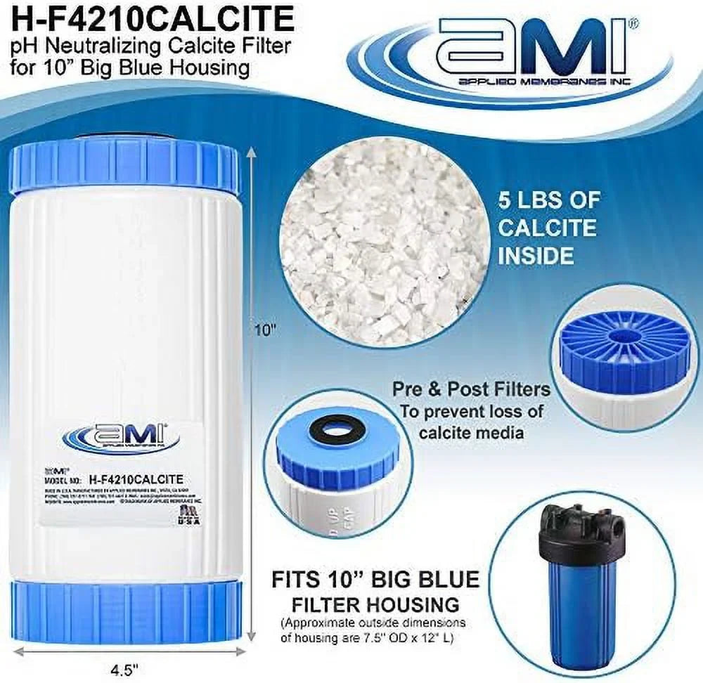 INC Ph Neutralization Water Filter Cartridge | Calcite Filter To Raise Alkalinity Of Low Ph Water | Standard 4.5" X 10" Size Fits 10 Inch Filter Housing | H-F4210CALCITE (4.5X10))